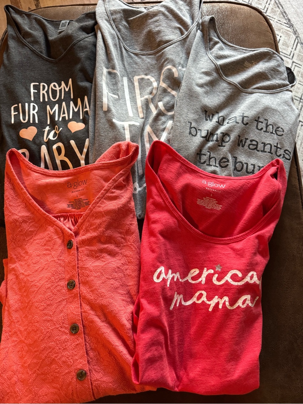 Maternity Top Bundle - 1 Long Sleeve, 1 3/4 Sleeve, 2 Short Sleeve, 1 Tank Top